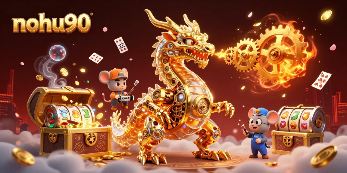 Experience thrilling gameplay at nohu90 with a golden dragon and vibrant slot elements.