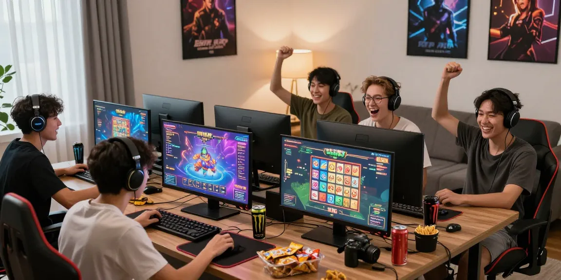 Engaging online gaming scene with friends enjoying rikvip games in a modern living room environment.