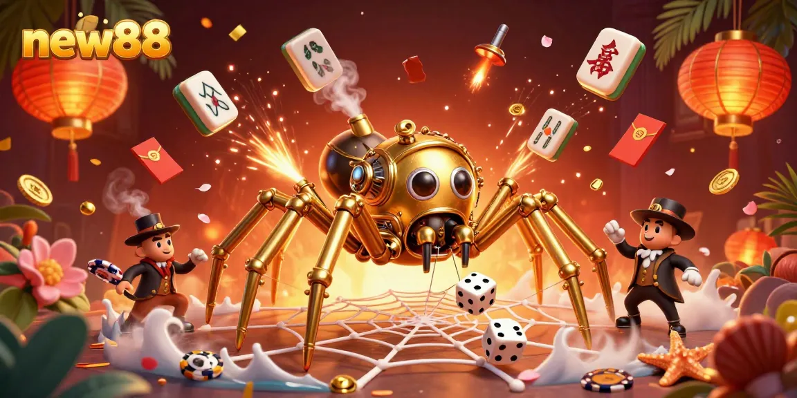 Engage with new88 in this vibrant 3D casino scene featuring steampunk elements and dynamic gameplay.