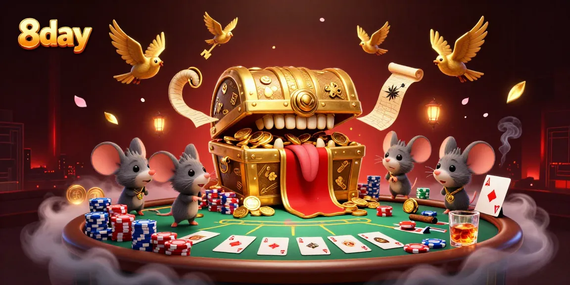 Experience thrilling 8day casino adventures with a colorful scene featuring exciting poker elements.