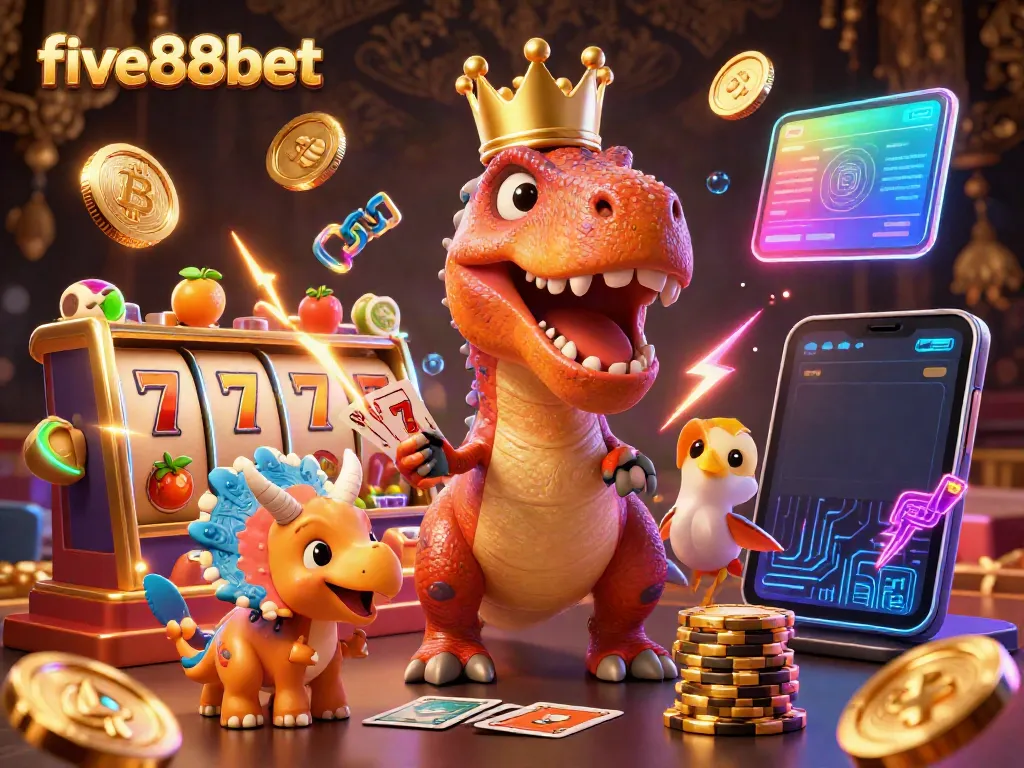 Engage with five88bet's thrilling gameplay featuring dinosaurs in a dazzling casino.