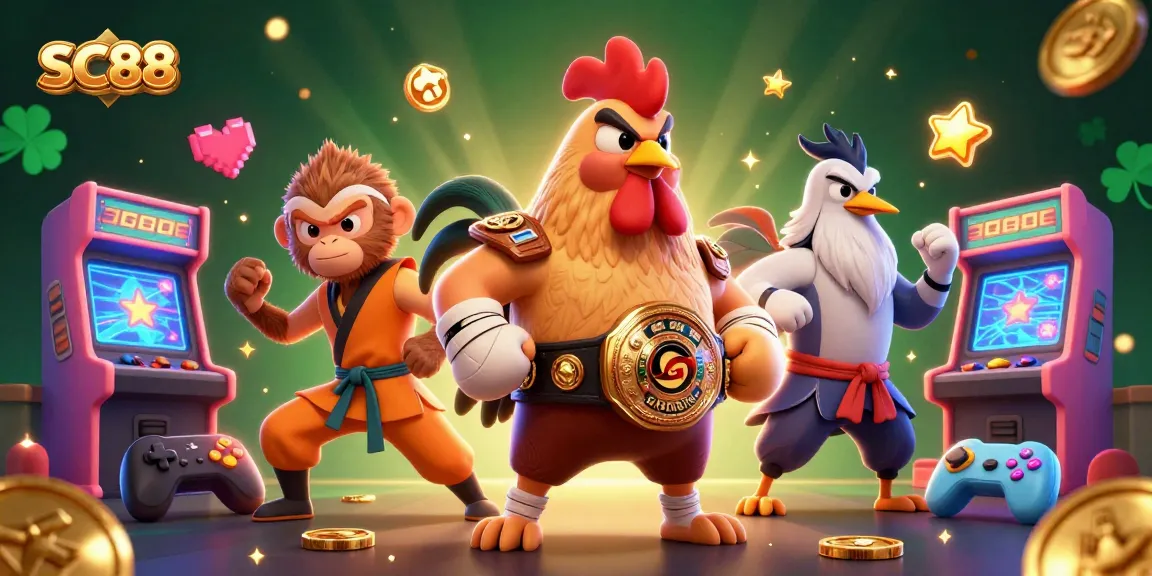Engage in thrilling gameplay at SC88 with diverse casino visuals, including vibrant characters and game elements.