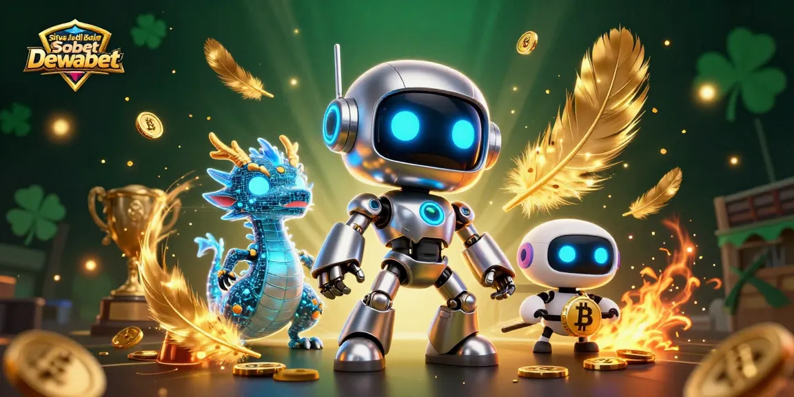 Situs Judi Bola Sbobet Dewabet showcases dynamic sports betting experience with energetic characters and vibrant casino elements.