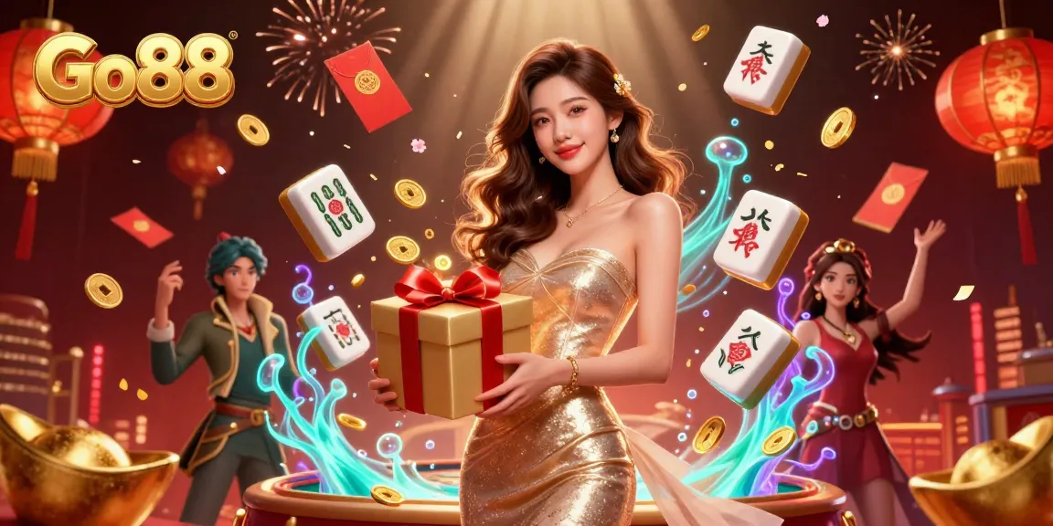 Engage with Go88's vibrant Lunar New Year casino scene, bursting with festive elements and excitement.