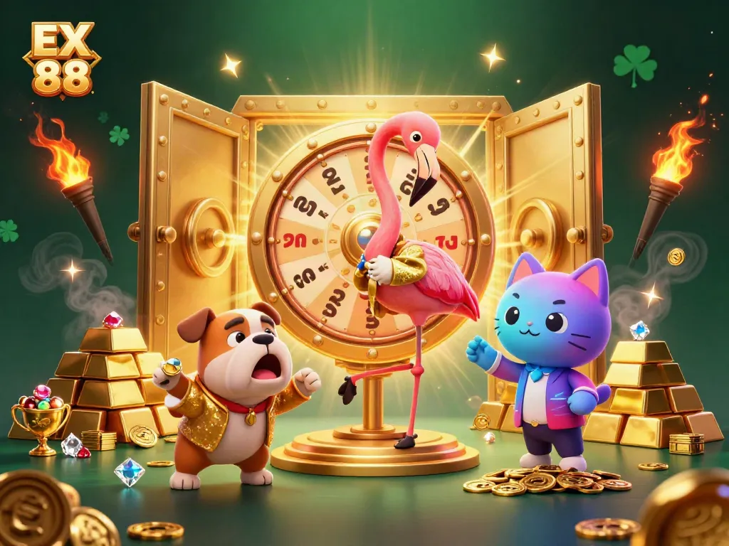 Spin to win with EX 88 as a colorful game show scene brings excitement to life