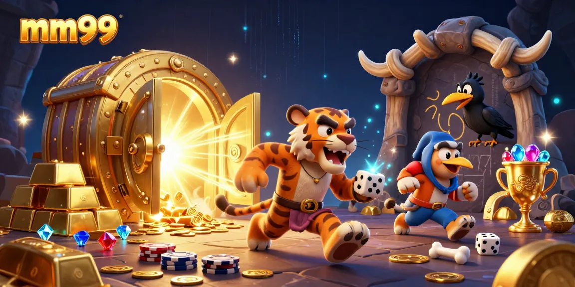 Experience the thrill of mm99's prehistoric casino with vibrant treasures and energetic characters.