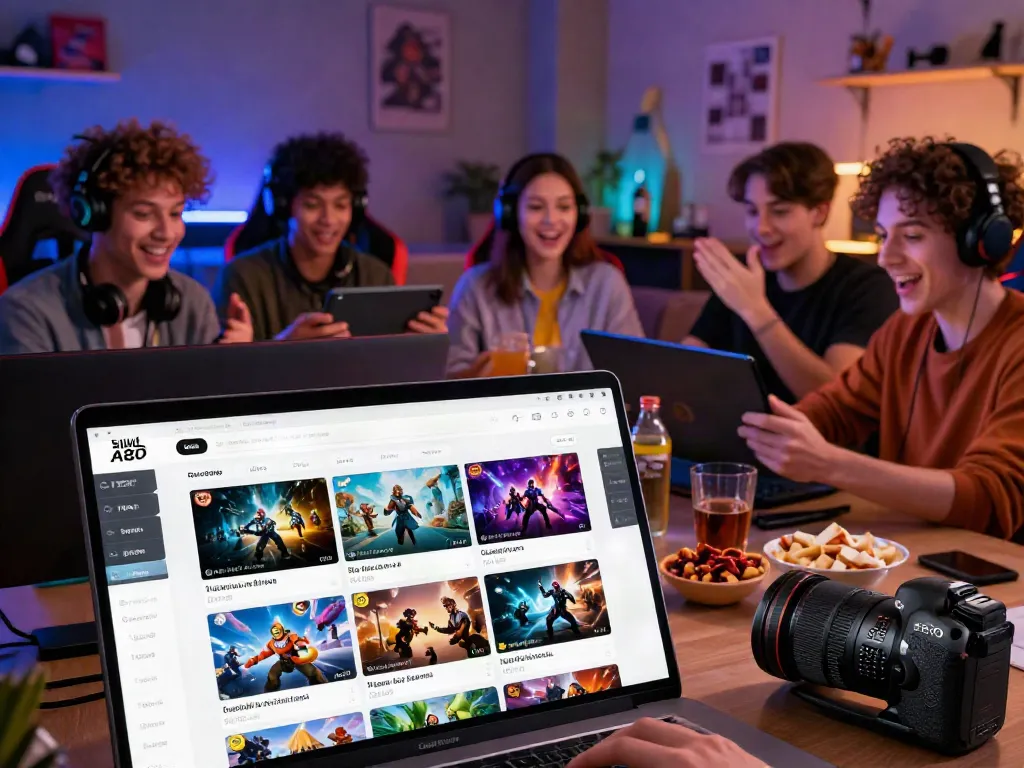 Excited players engaging with A80 online gaming platform in a vibrant environment.