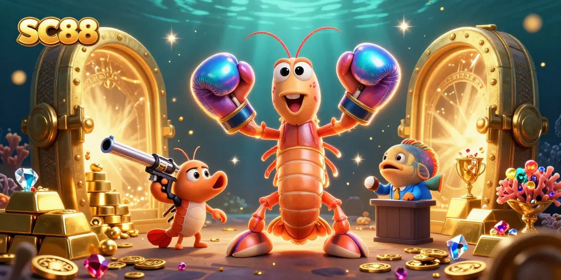 Engage in casino fun with SC88 as a powerful mantis shrimp bursts into victory alongside treasures.
