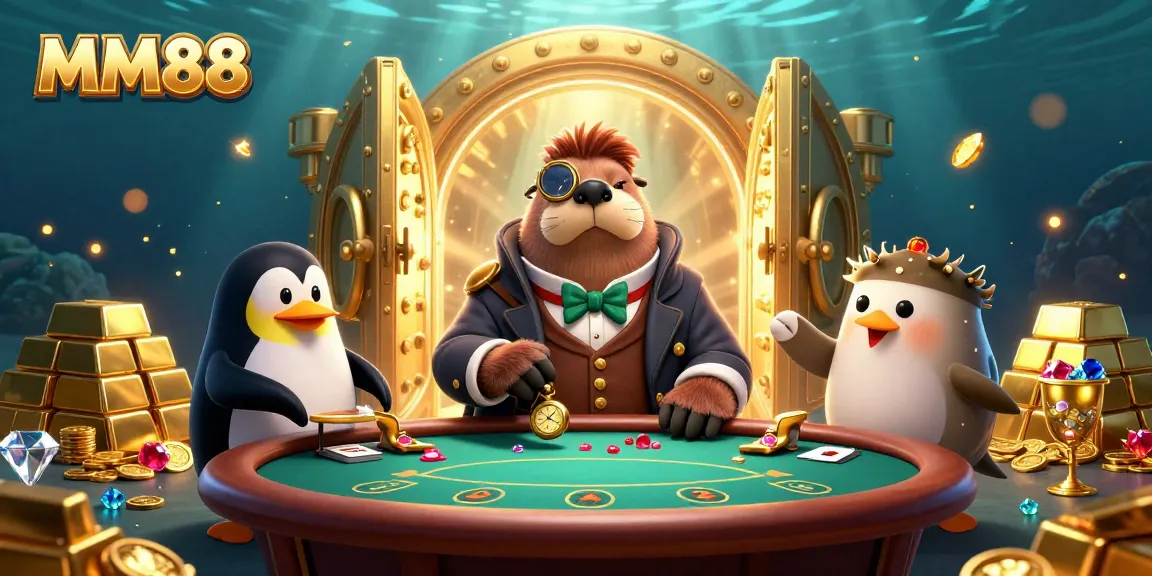 Experience exciting poker play at MM88 with vibrant underwater characters and treasures.