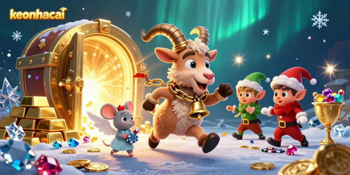 Watch the Krampus goat and friends in a captivating keonhacai casino scene full of treasures.