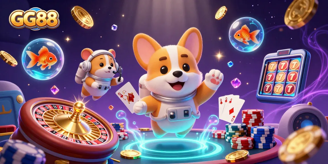 GG88 offers thrilling gaming with a corgi astronaut and golden coins, delivering excitement in 2026's casino landscape.