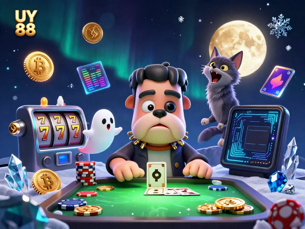 Experience thrilling gameplay with UY 88's dynamic slots, illuminated by a ghostly atmosphere.