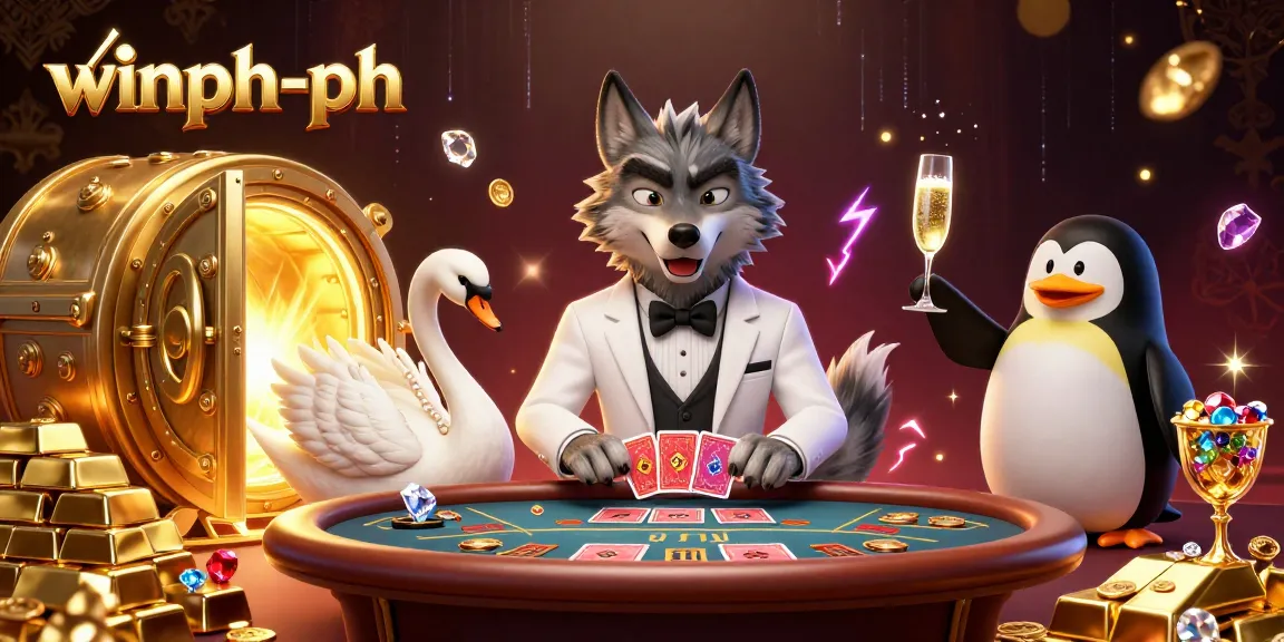 Experience the excitement at winph-ph with 3D characters indulging in a lavish gaming scene.