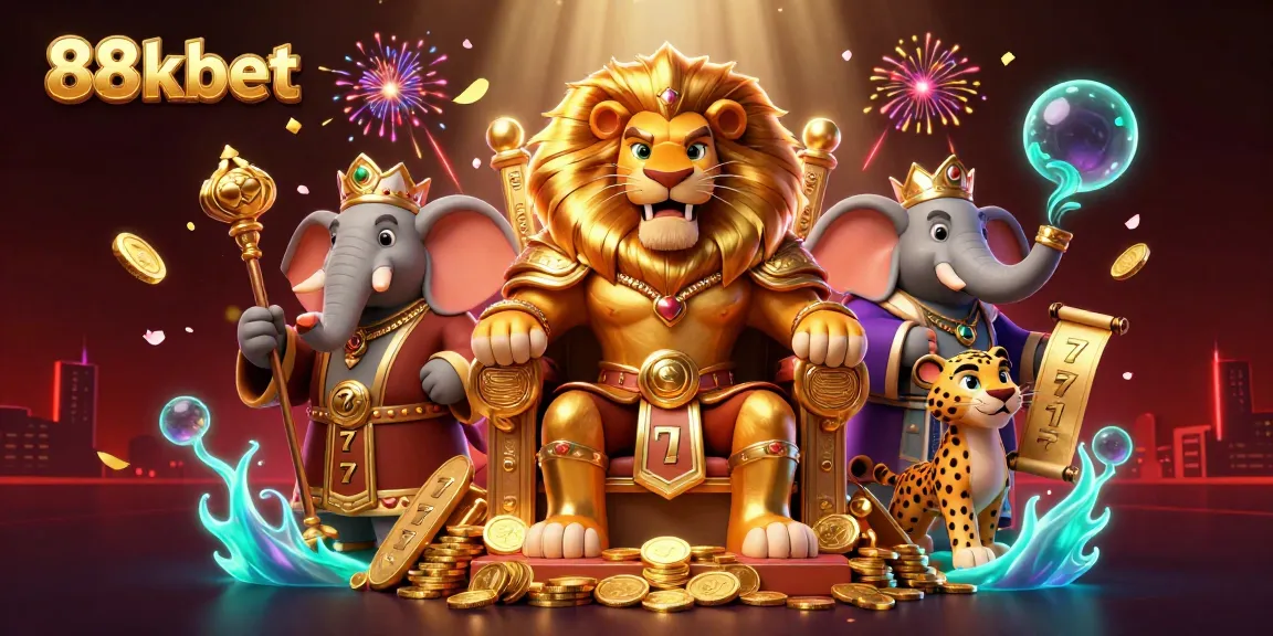 Engage in thrilling 88kbet casino adventures featuring a lion king and vibrant slot games.