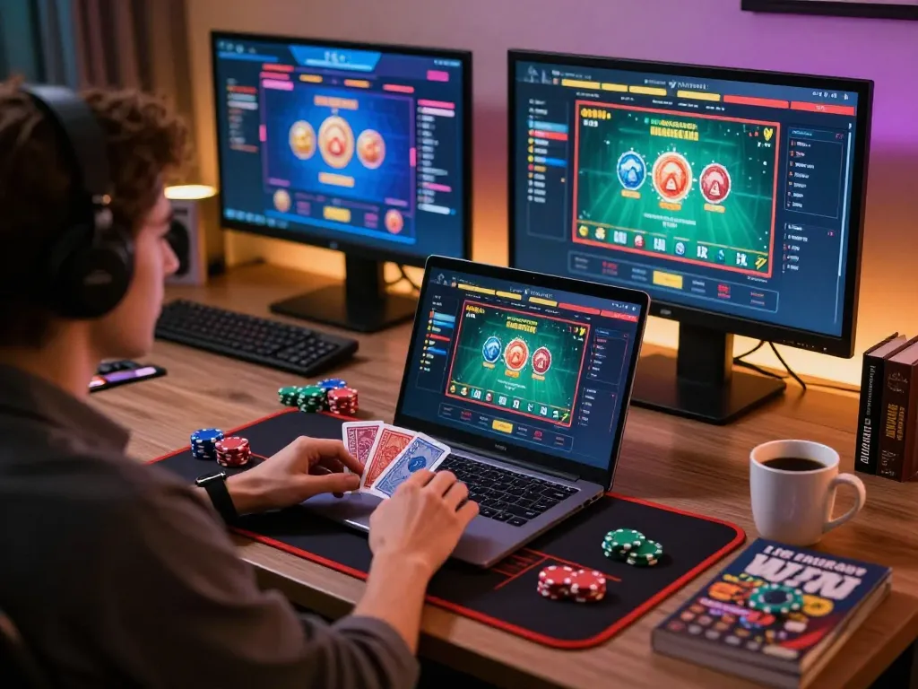 Giao lưu với trò blackjack trực tuyến tại Rik vip, thể hiện không khí trò chơi sôi động với sự tập trung chiến lược.