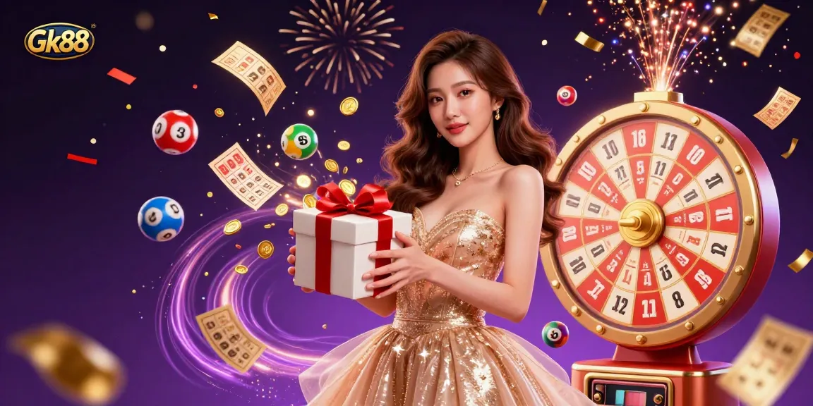 Experience Gk88's vibrant energy with dynamic winnings in an animated casino-themed celebration.