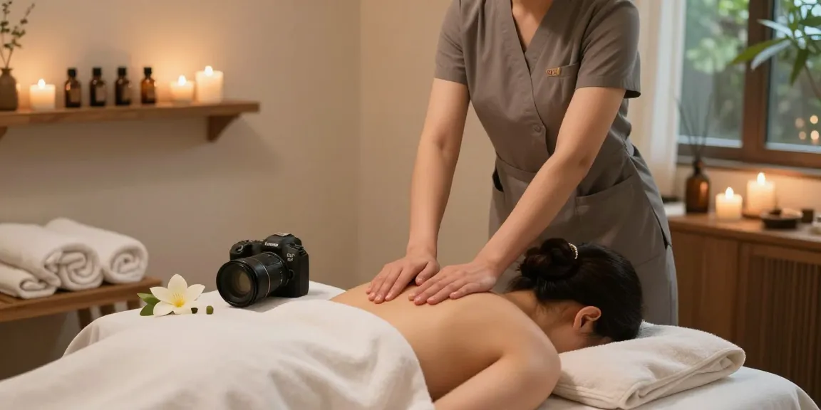 Swedish 마사지 therapy session in a calm spa environment with essential oils and soothing ambiance