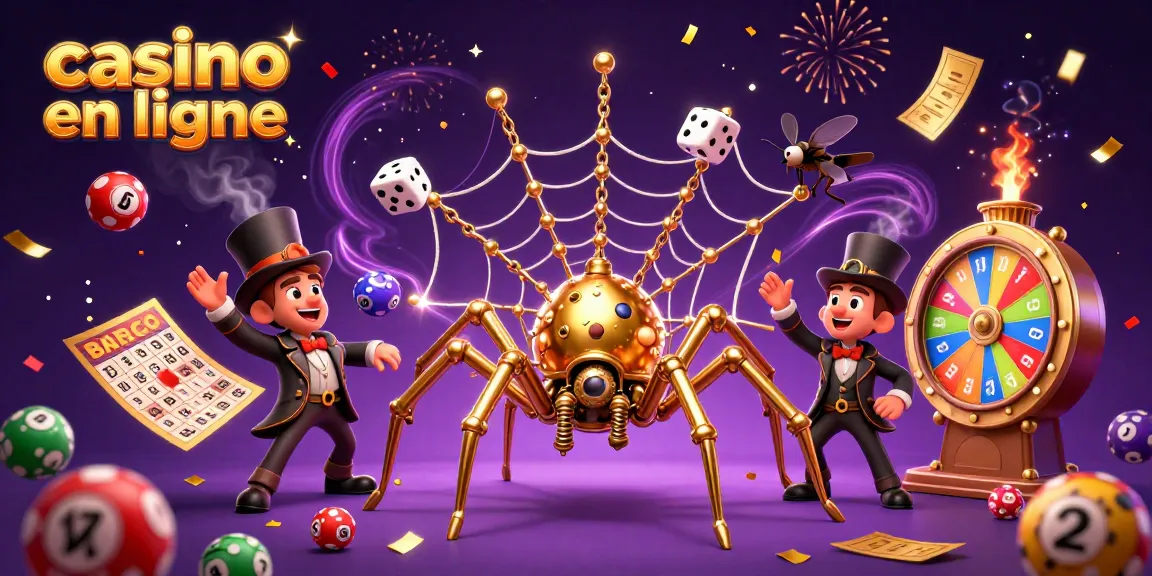 Jouez au casino en ligne avec une illustration dynamique de personnages captivants et d'éléments ludiques.