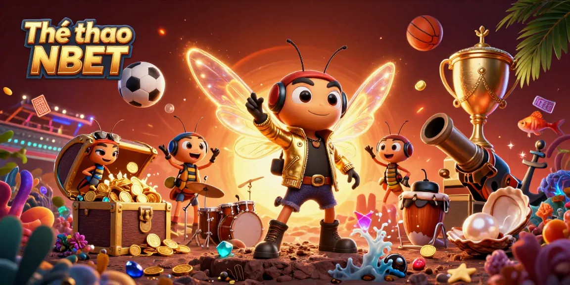 Engage with Thể thao NBET sports action featuring a rock star cicada and dynamic game elements.