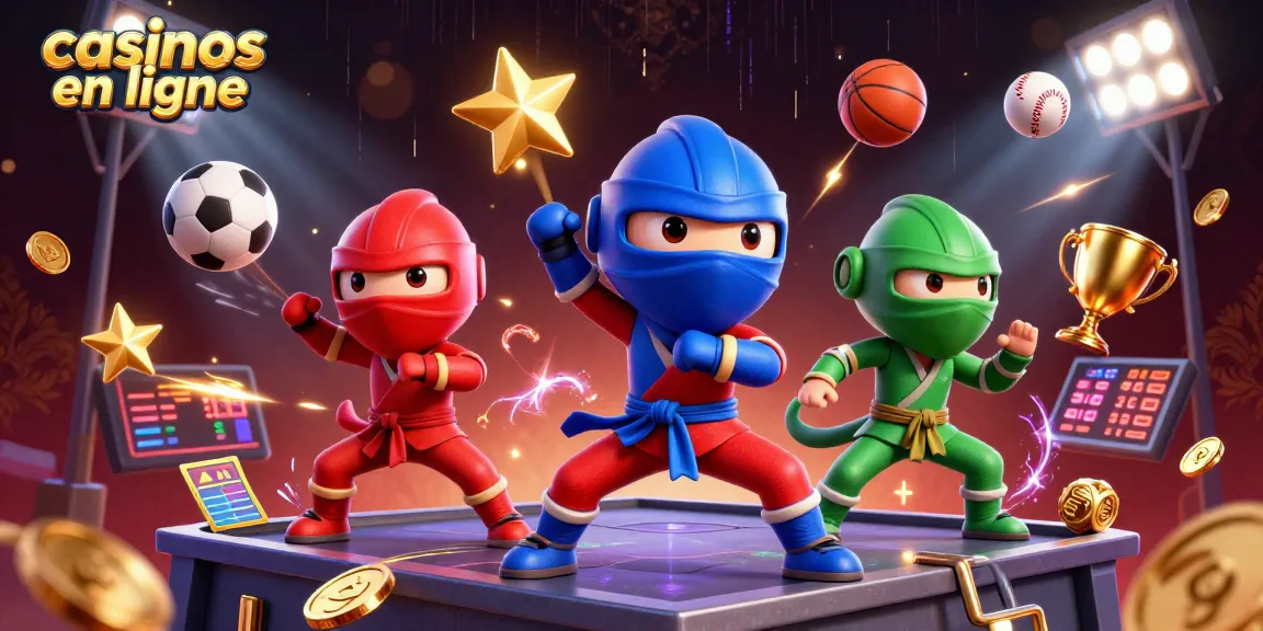 Participez à l'action palpitante dans des casinos en ligne avec une équipe dynamique de caméléons ninjas et des éléments de jeu vibrants.