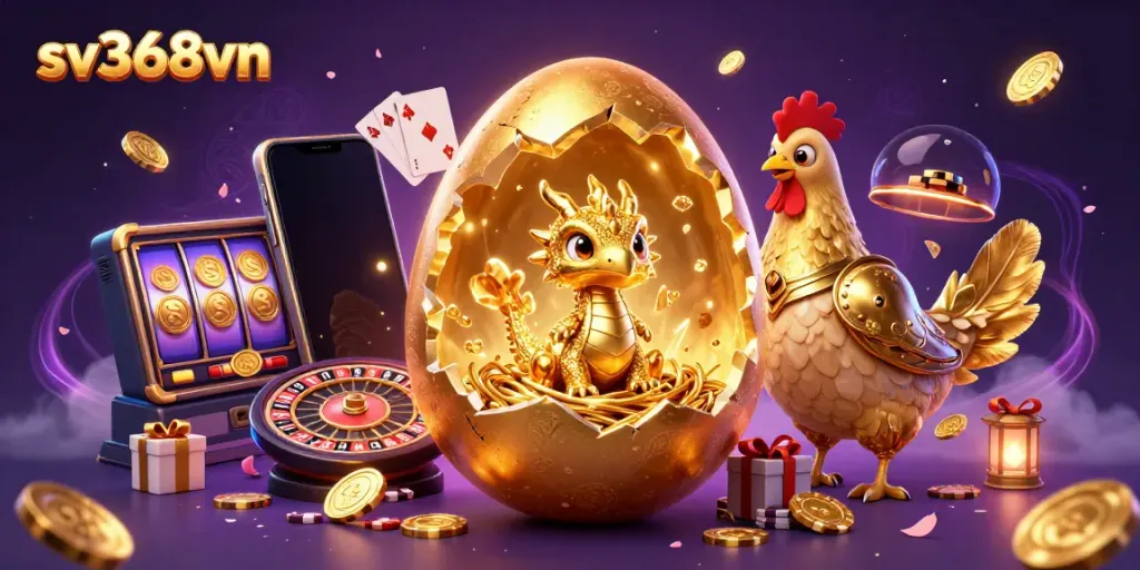 Experience fortune with sv368vn as a golden dragon emerges from a nest of poker chips.