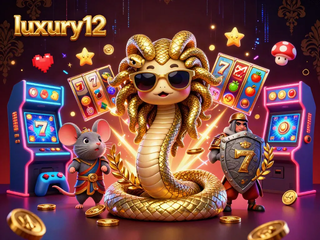 Experience thrilling moments with luxury12 slot reels and joyful characters in this vibrant casino scene.