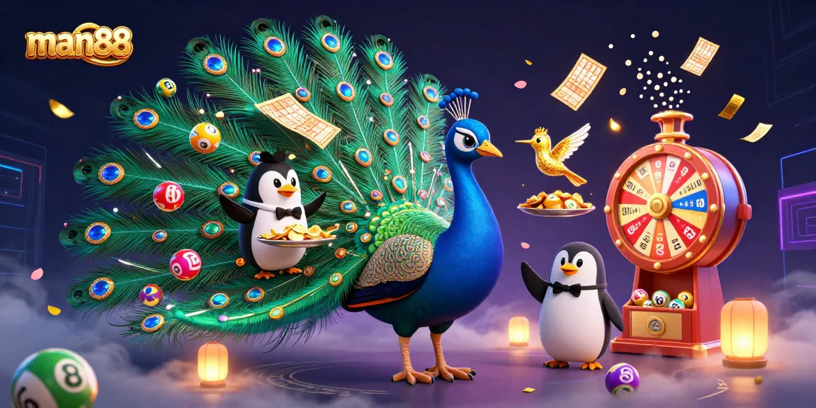 Experience the thrill of man88 lottery gaming with vibrant elements in an engaging 3D illustration