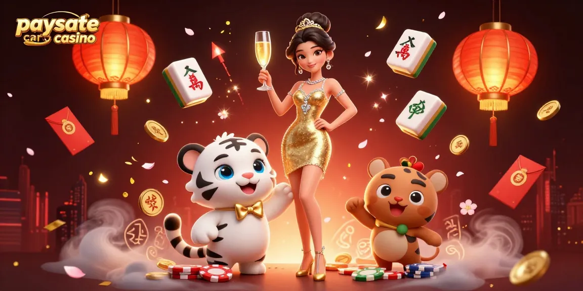 Erleben Sie Aufregung in einem Paysafe Card Casino mit glamourösen Charakteren und festlichen Elementen im Spiel.