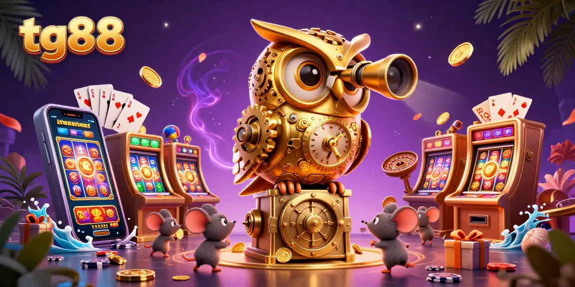 Engage with tg88's thrilling slots, where golden coins and vibrant games come alive in a captivating casino scene.