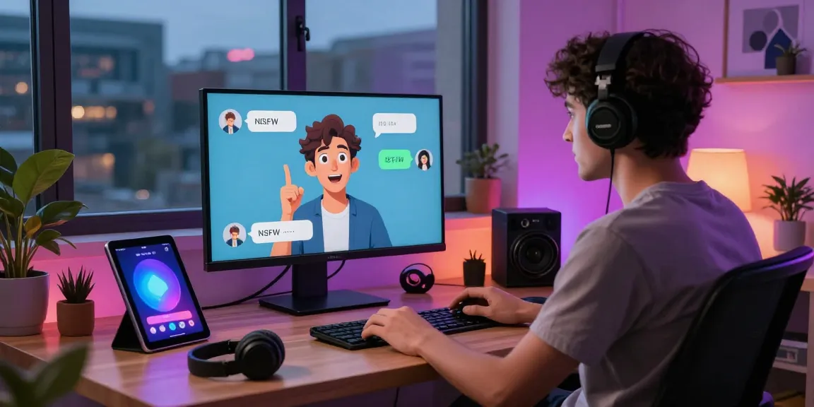 The engaging environment of an AI NSFW chat scene showcasing vibrant lighting and animated character interaction.
