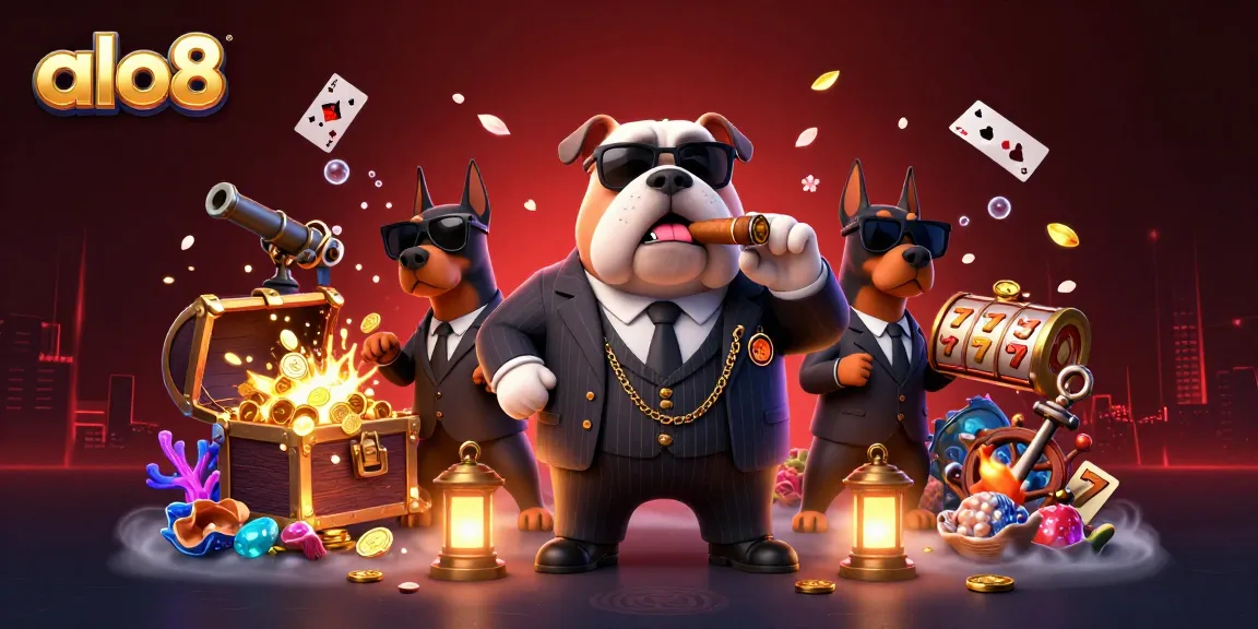 Bet on exciting games at alo8 with a dynamic mafia-themed casino illustration featuring action-packed slots.