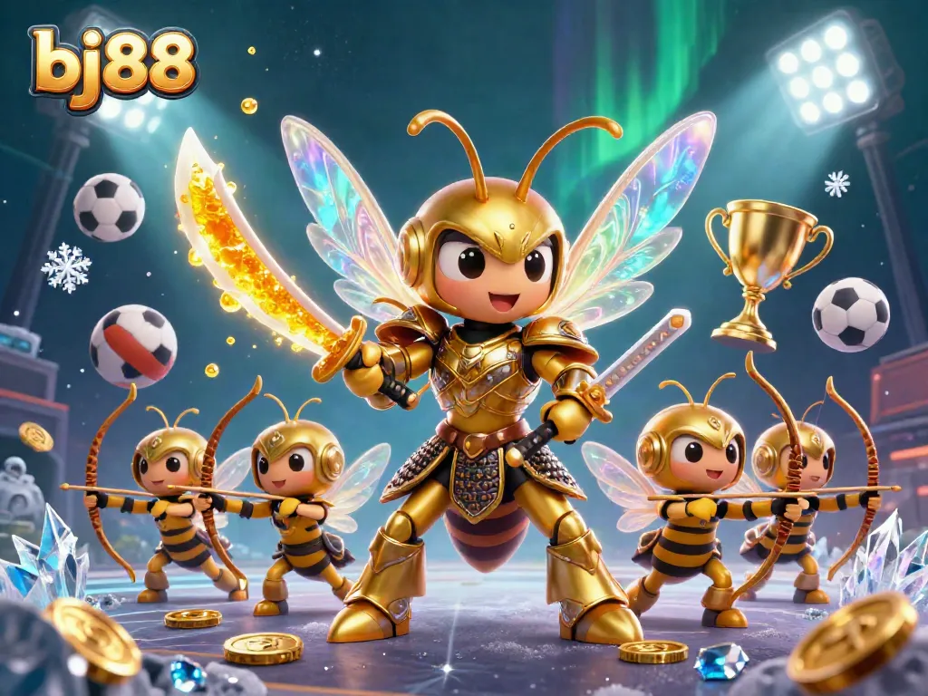 Join exciting games at bj88 with a giant samurai hornet and dynamic sports elements.