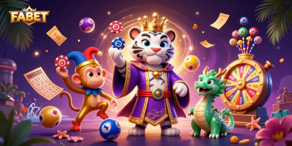 Experience FABET's vibrant casino world with dynamic games and colorful characters.