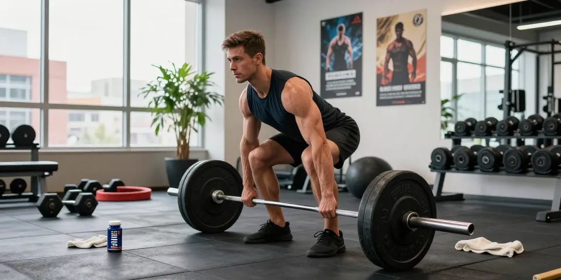 Bodybuilder training in a modern gym using Prime Pharma Steroiden for performance enhancement.