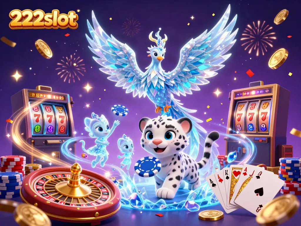 Permainan slot 222slot yang menarik dengan karakter menawan dan koin emas bersinar.