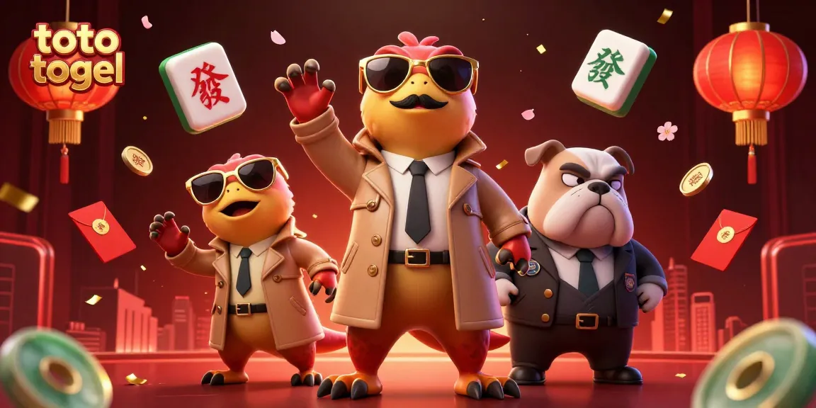Experience the excitement of toto togel with a whimsical 3D scene of raptors in a trench coat at a casino.