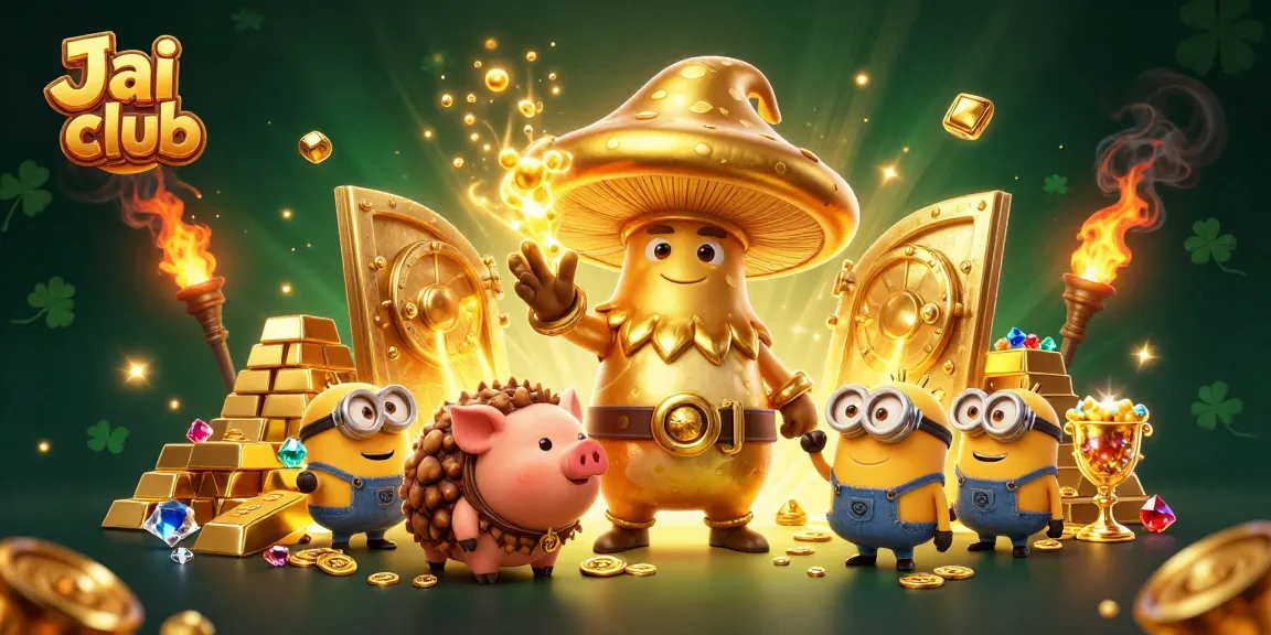 Win big at Jai club with a vibrant, golden themed casino scene featuring magic and treasures.