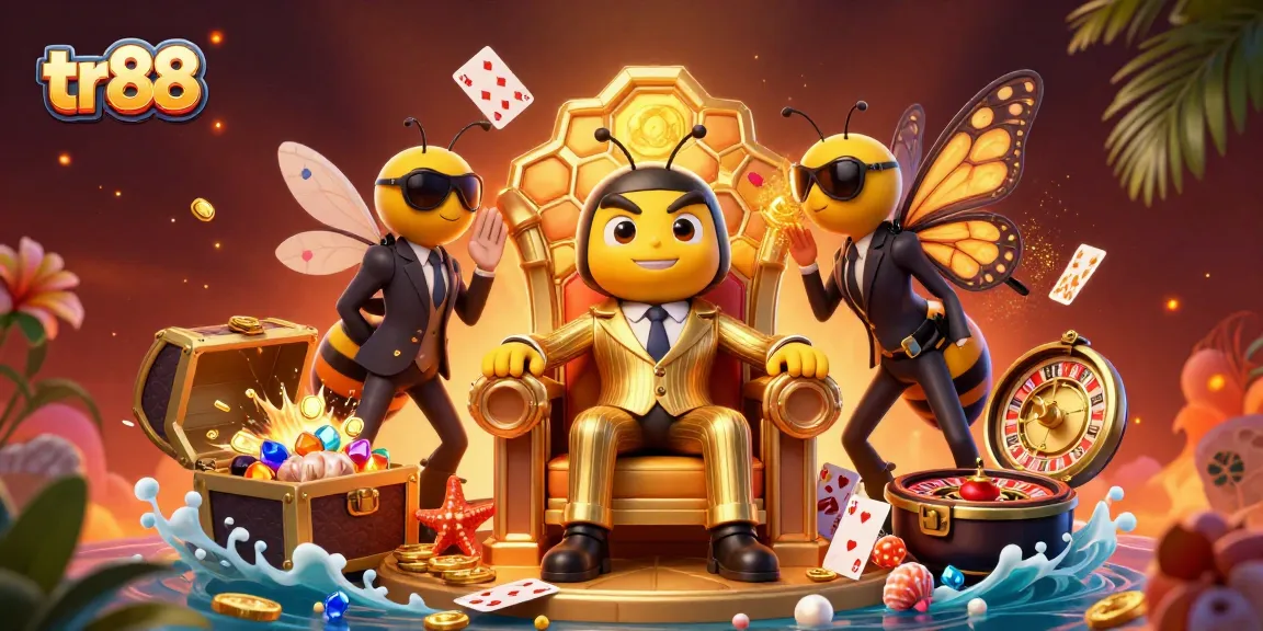 Experience the thrilling world of tr88 with a lively casino-themed digital illustration.