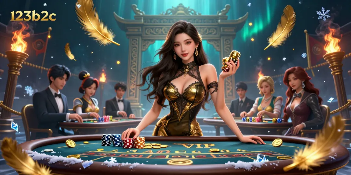 Betting at a VIP table with 123b2c, showcasing a glamorous casino scene with dynamic action.