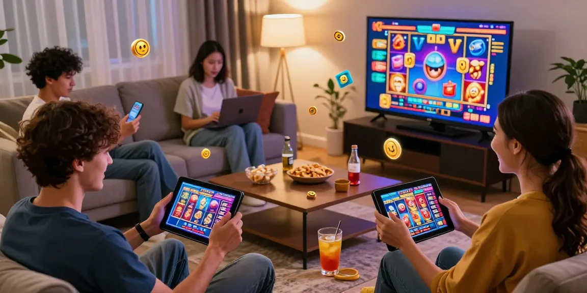 Engaged players enjoying gaming on Situs Resmi Dominobet with vibrant graphics and cozy setting.