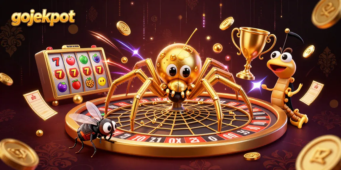Spin your luck with gojekpot-inspired slot games featuring a dynamic roulette scene.