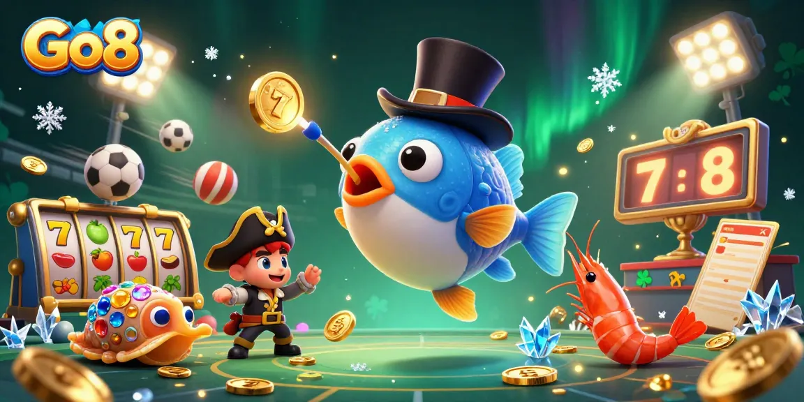Experience the thrilling Go8 gaming adventure with cartoon characters attracting treasure and excitement!