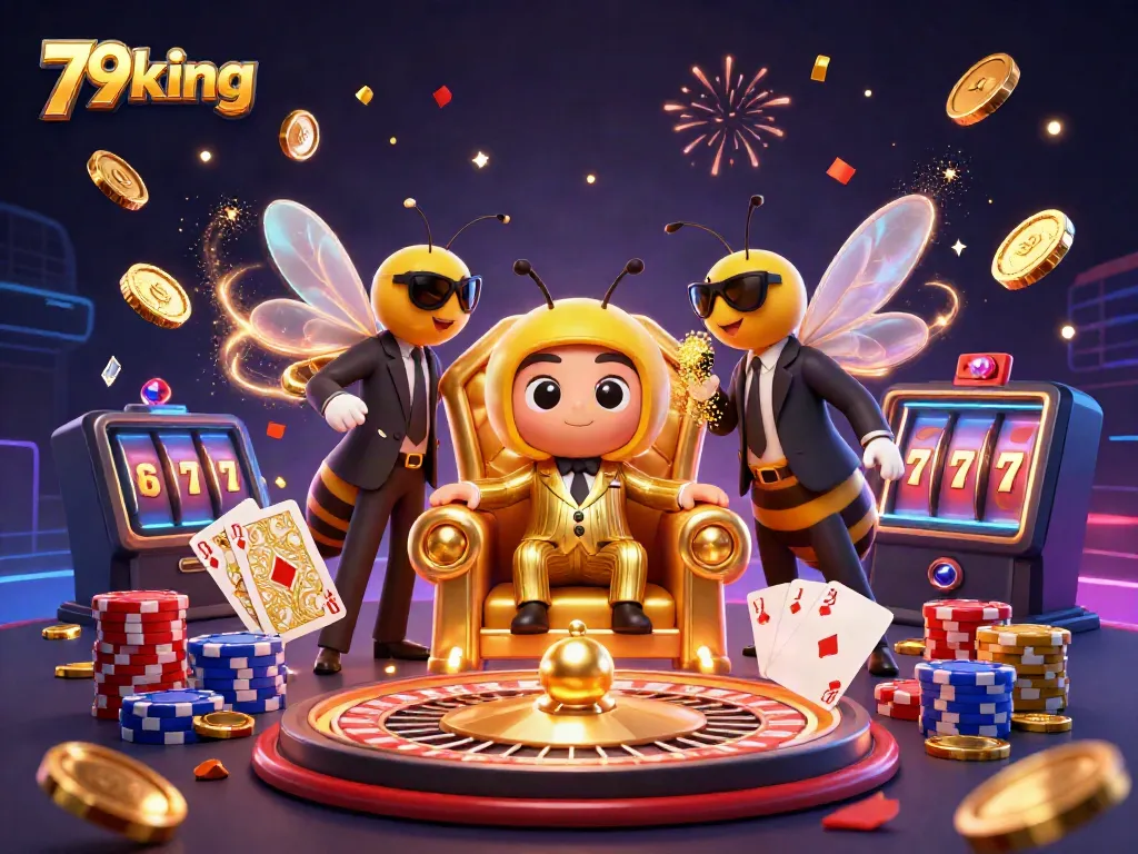 Experience the excitement of 79king with a bustling casino atmosphere featuring vibrant characters and gambling elements.