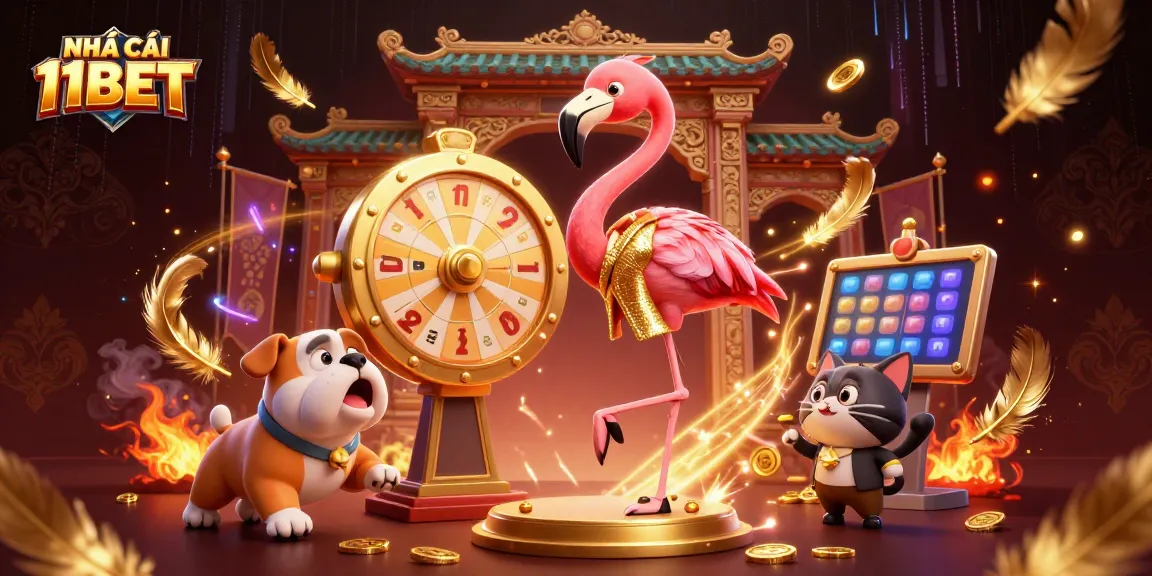 Experience thrilling moments at NHÀ CÁI 11BET with exciting prize reveals in this illustrative 3D scene.