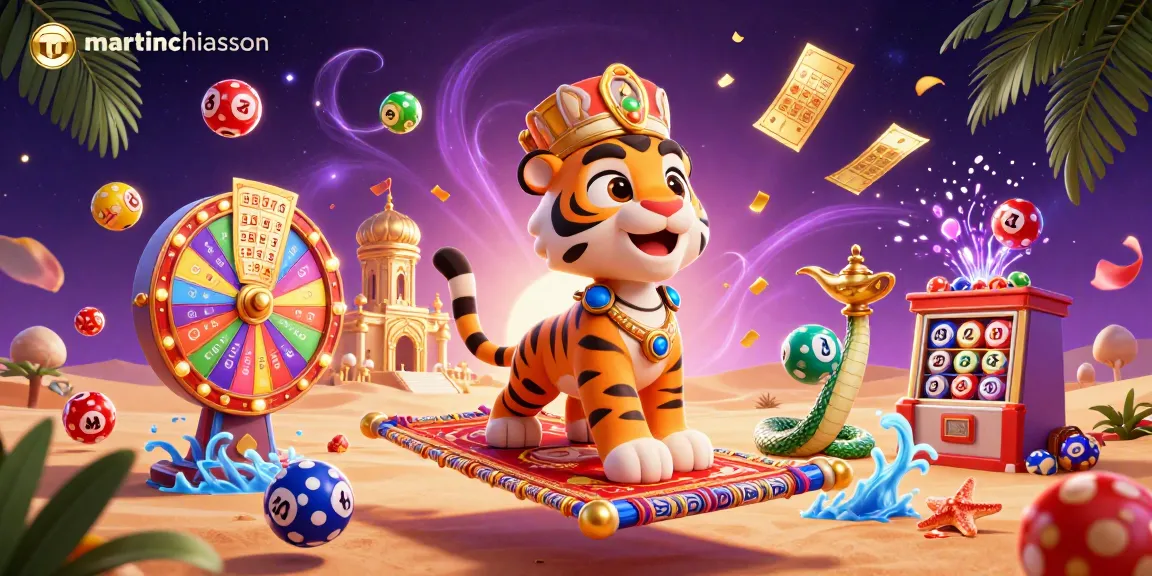 Experience thrilling jackpots with martinchiasson in a vibrant 3D casino illustration featuring fun gaming elements.