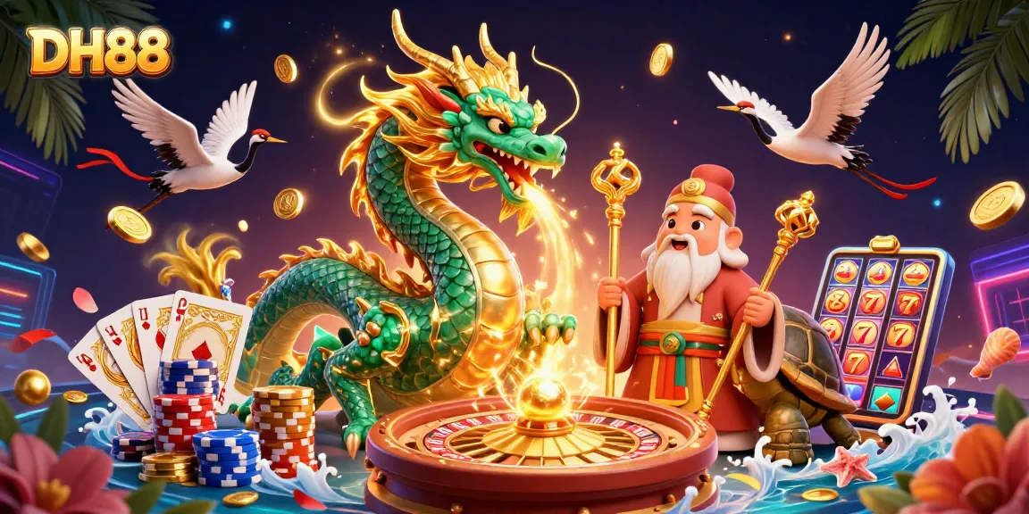 Experience exhilarating wins with DH88, featuring a jade dragon and lucky symbols.
