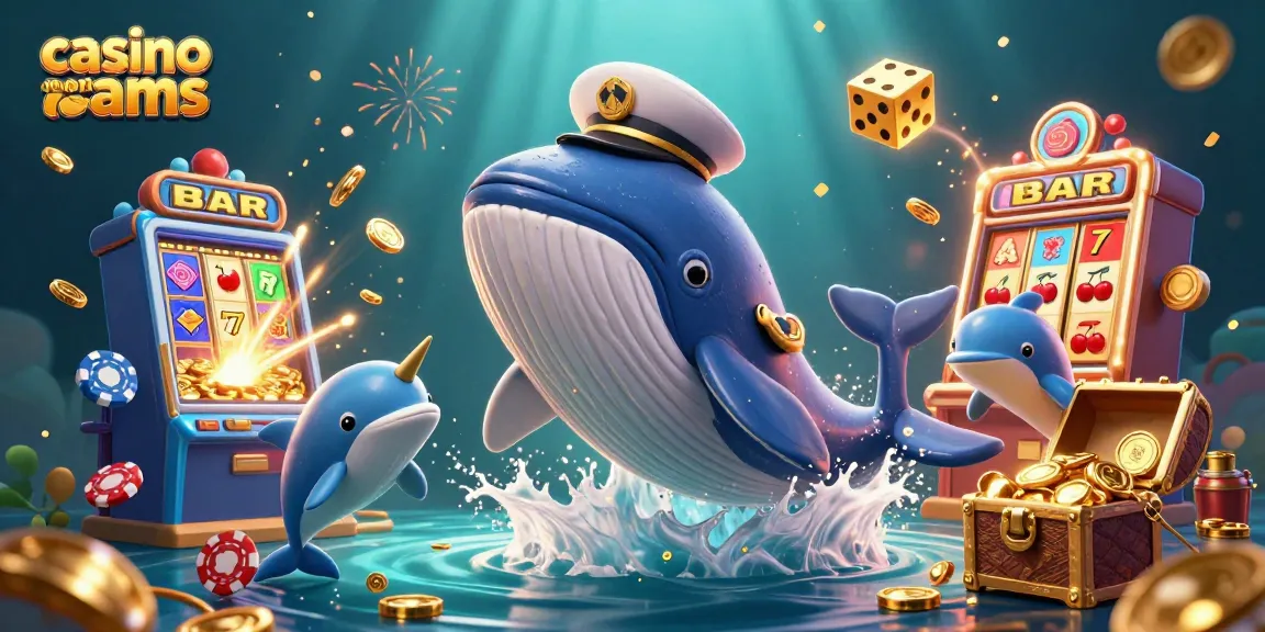 Delfini giocosi eseguono trucchi con chip da poker in una vivace scena subacquea del casinò non AAMS.