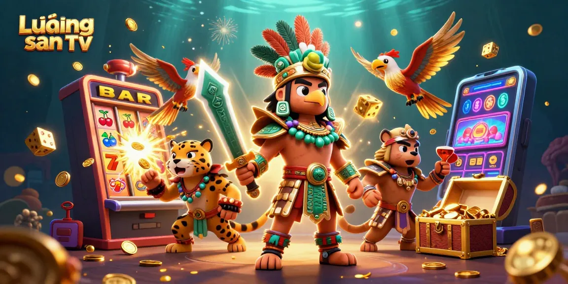 Lương sơn TV features a vibrant 3D scene with casino elements and engaging characters showcasing thrilling online gambling action.
