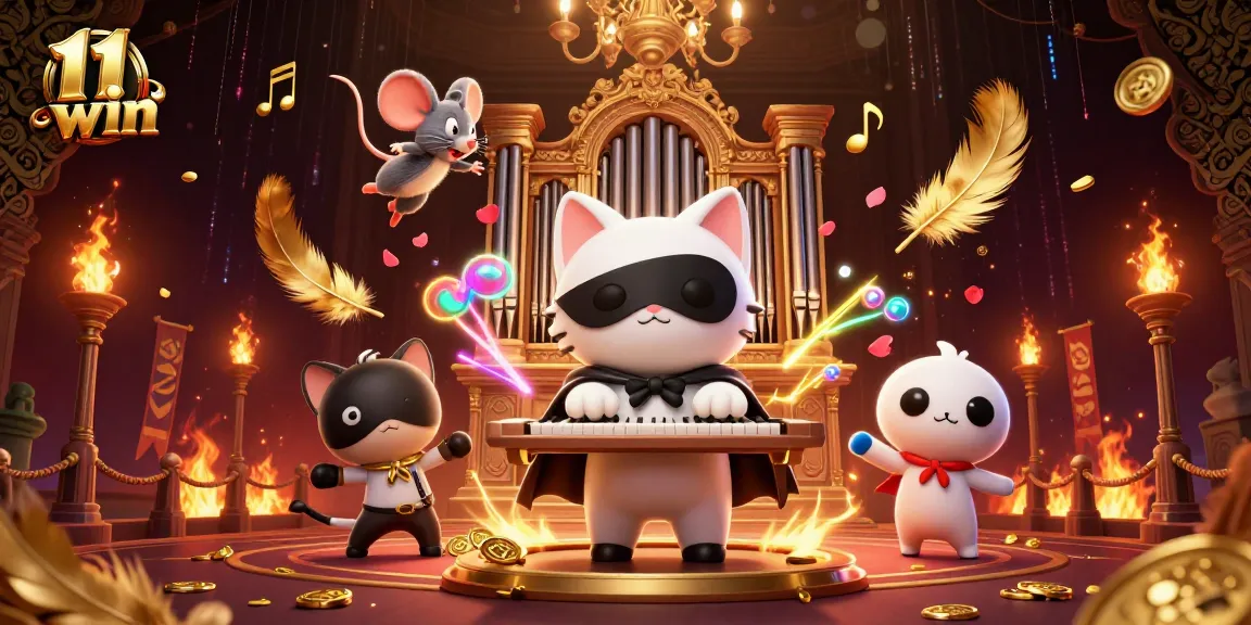 Experience the thrill of 11 win with a dynamic 3D illustration of a phantom cat at the casino.