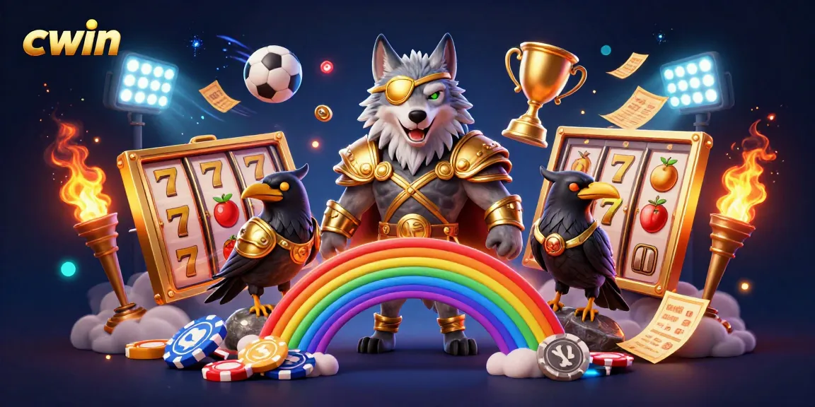Cwin brings excitement with a dynamic 3D casino scene featuring Norse characters and vibrant slots.